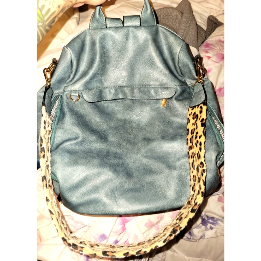 Teal backpack purse